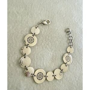 BRIGHTON DAISY FLOWER HAMMERED LINK BRACELET New 7''